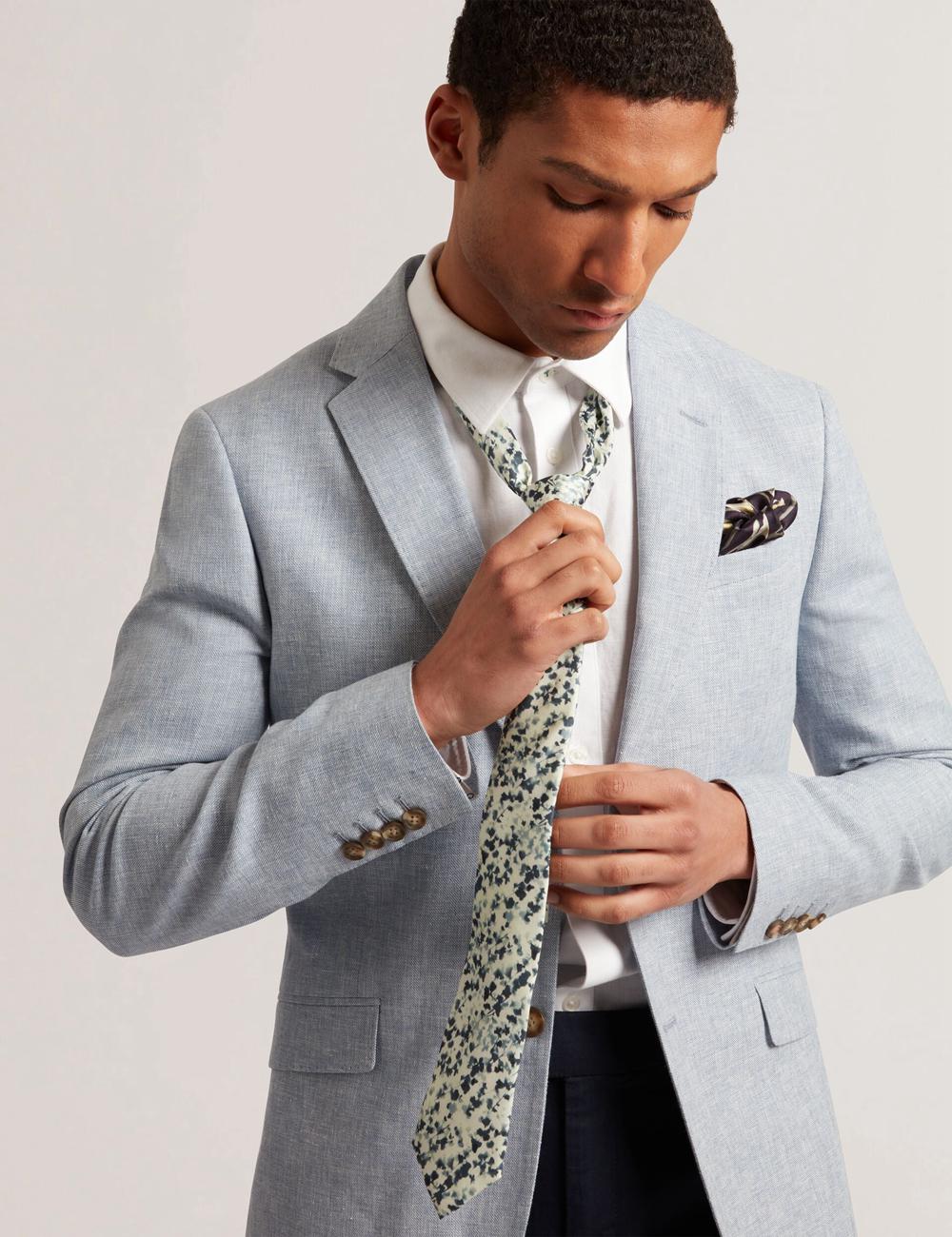 Men Ted Baker ELMSTED - Blurred Floral Print Silk Ties Navy | KSA  7094-ZULVA