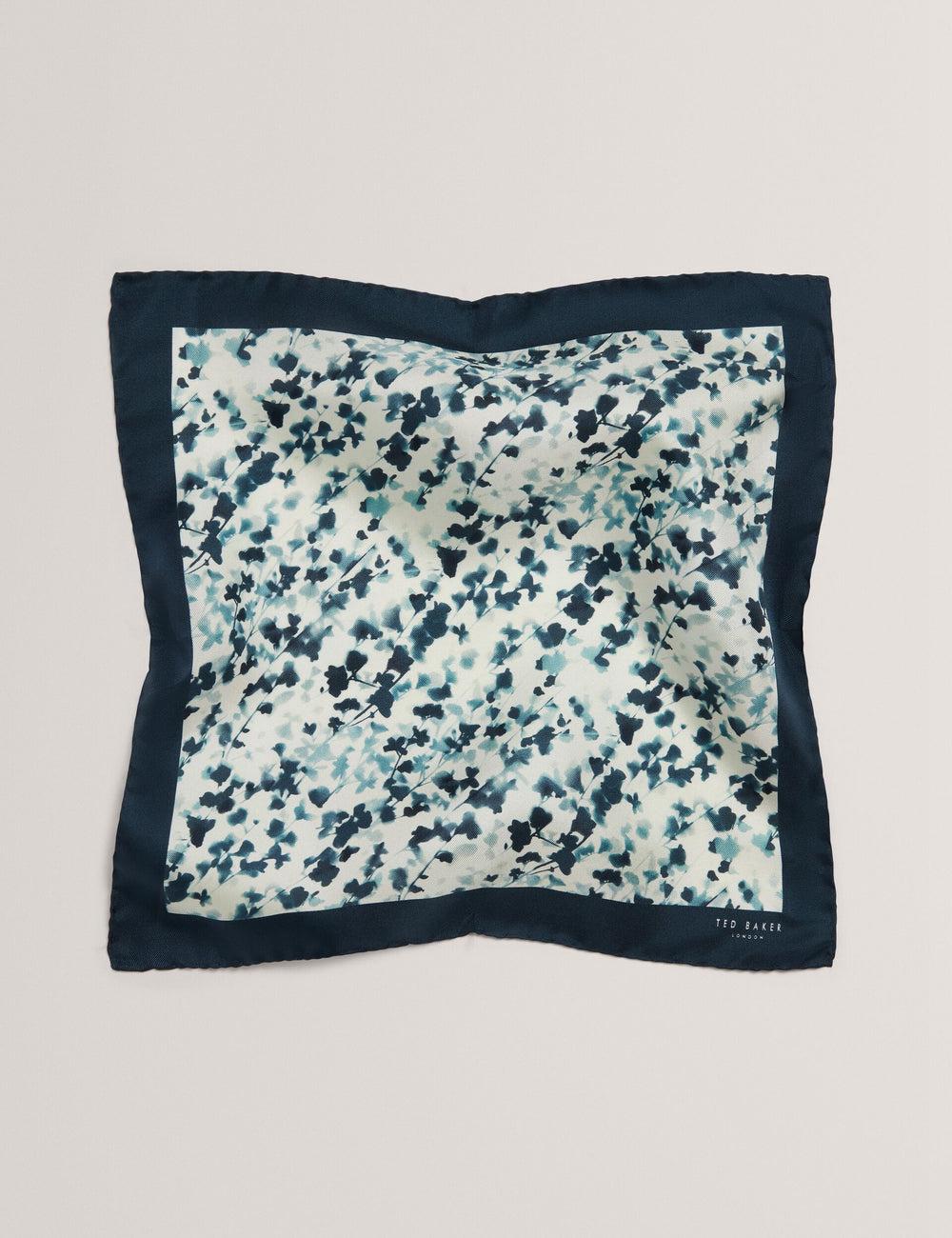 Men Ted Baker ELMSTEP - Blurred Floral Print Silk Pocket Pocket Squares Navy | KSA  8201-QLDNP