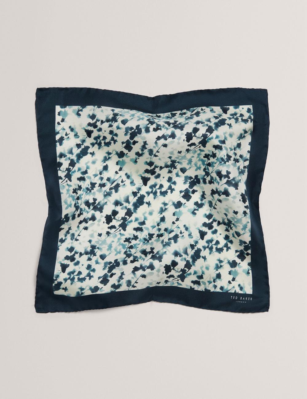 Men Ted Baker ELMSTEP - Blurred Floral Print Silk Pocket Pocket Squares Navy | KSA  8201-QLDNP