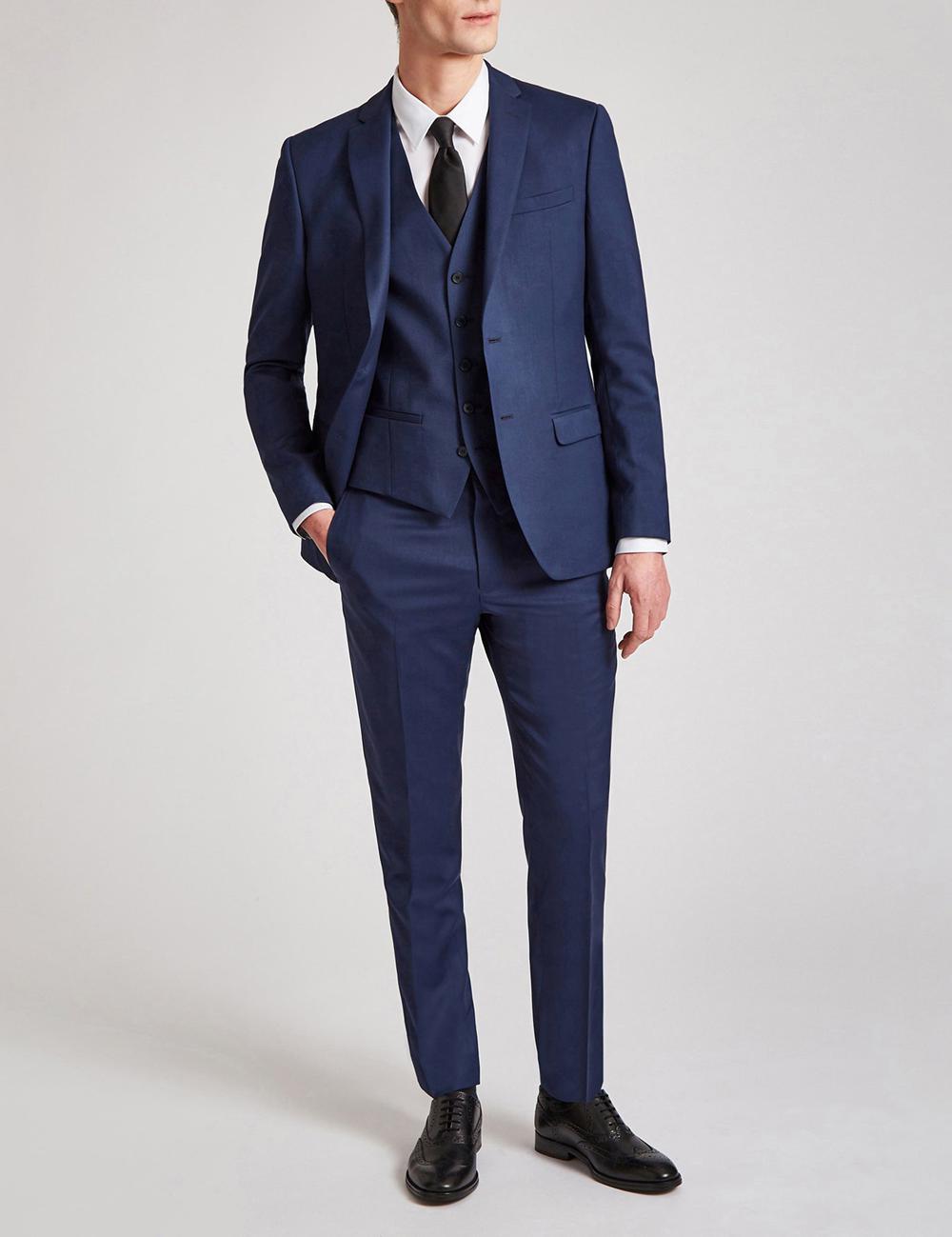 Men Ted Baker FINLAYTS - Twill Wool Slim Fit Suit Trousers Blue | KSA  3105-YLDPH