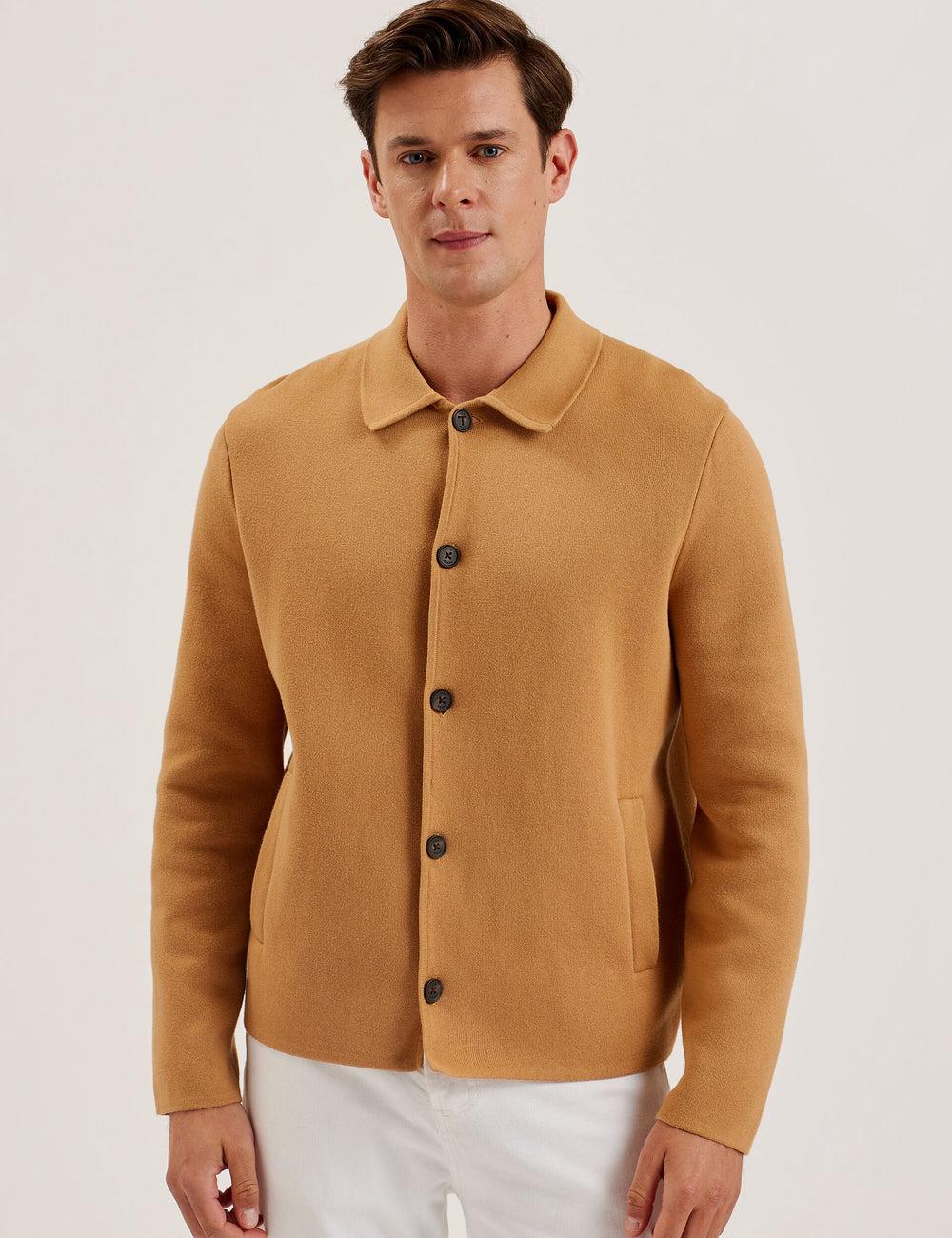 Men Ted Baker FREDER - Knitted Cotton Blend Overshirts Brown | KSA  6249-RJYSX