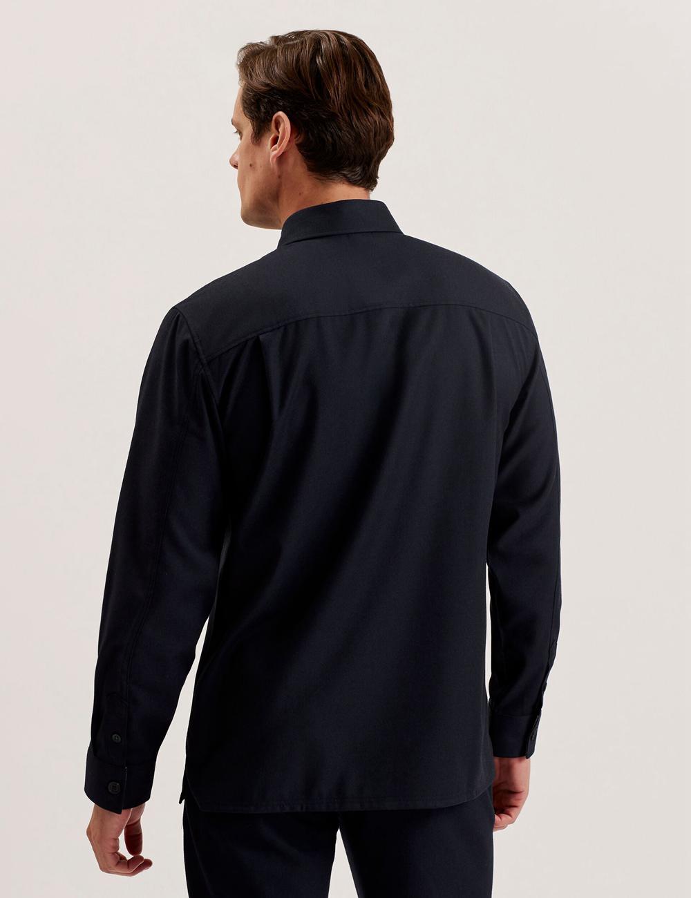Men Ted Baker GAIUS - Wool Blend With Pocket Detail Casual Shirts Navy | KSA  0647-MDOWZ
