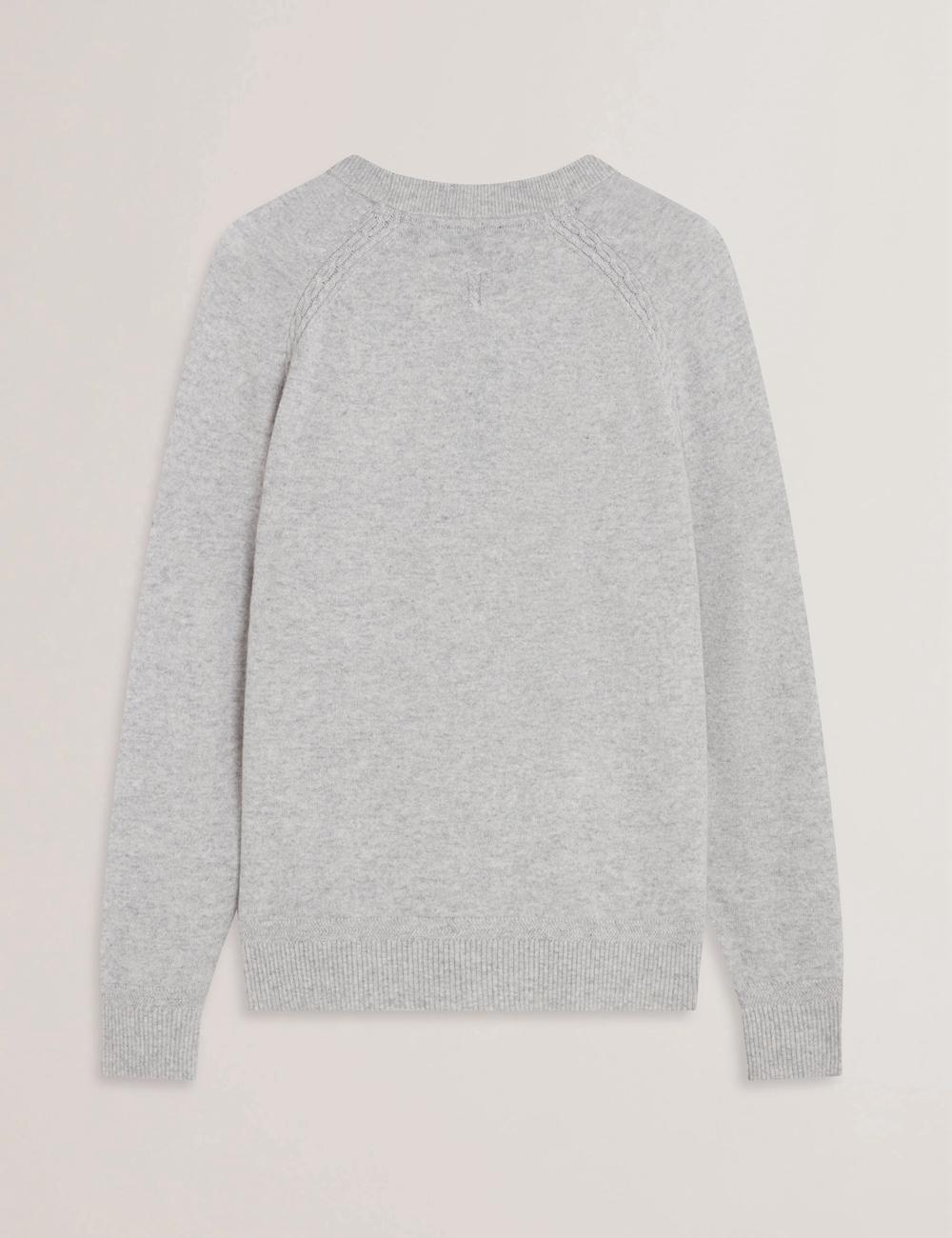 Men Ted Baker GLANT - Cashmere Cable Detail Crew Neck Jumpers Grey | KSA  4218-VGZAW