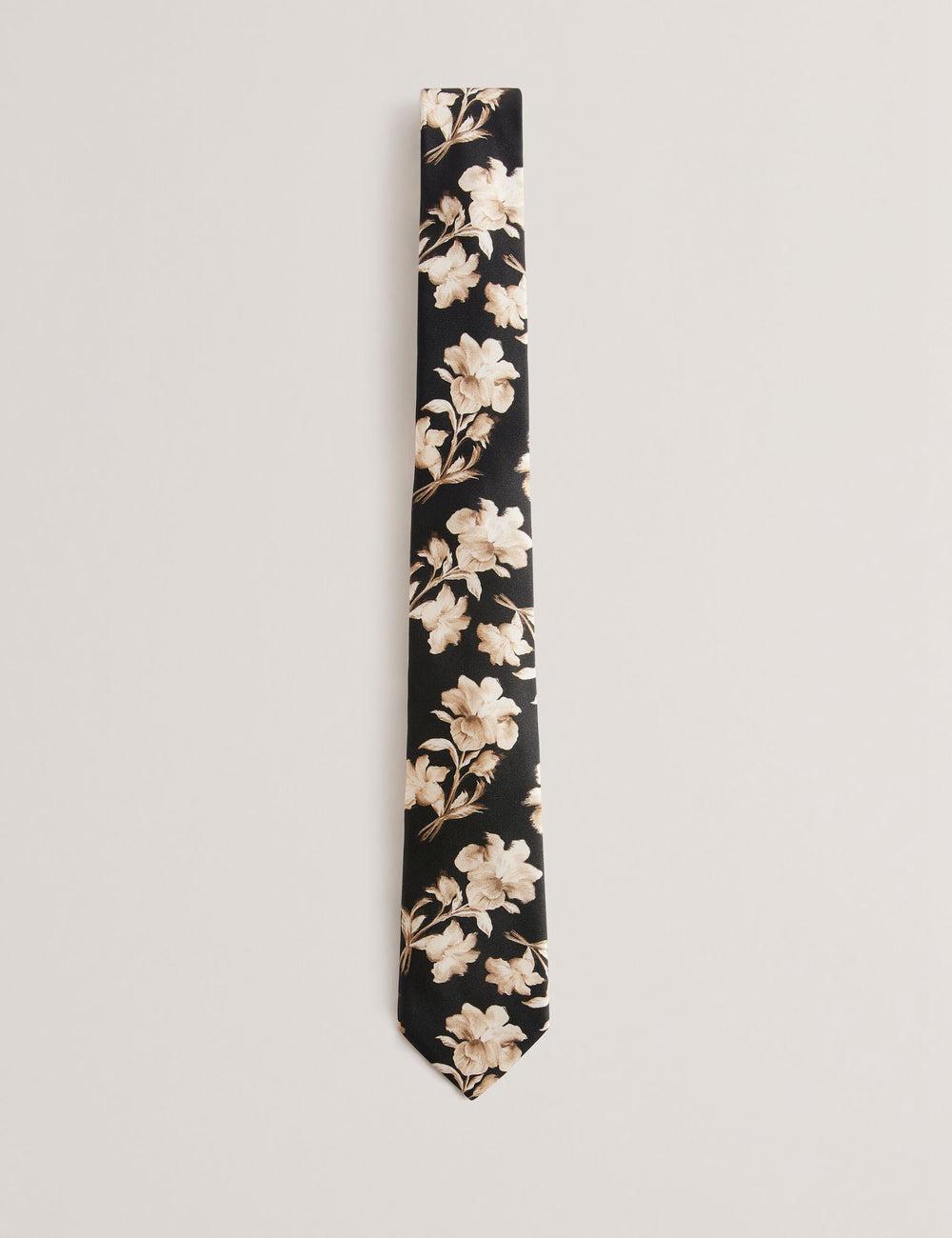 Men Ted Baker GOULDE - Two Tone Floral Print Silk Ties Black | KSA  5812-FZAQY