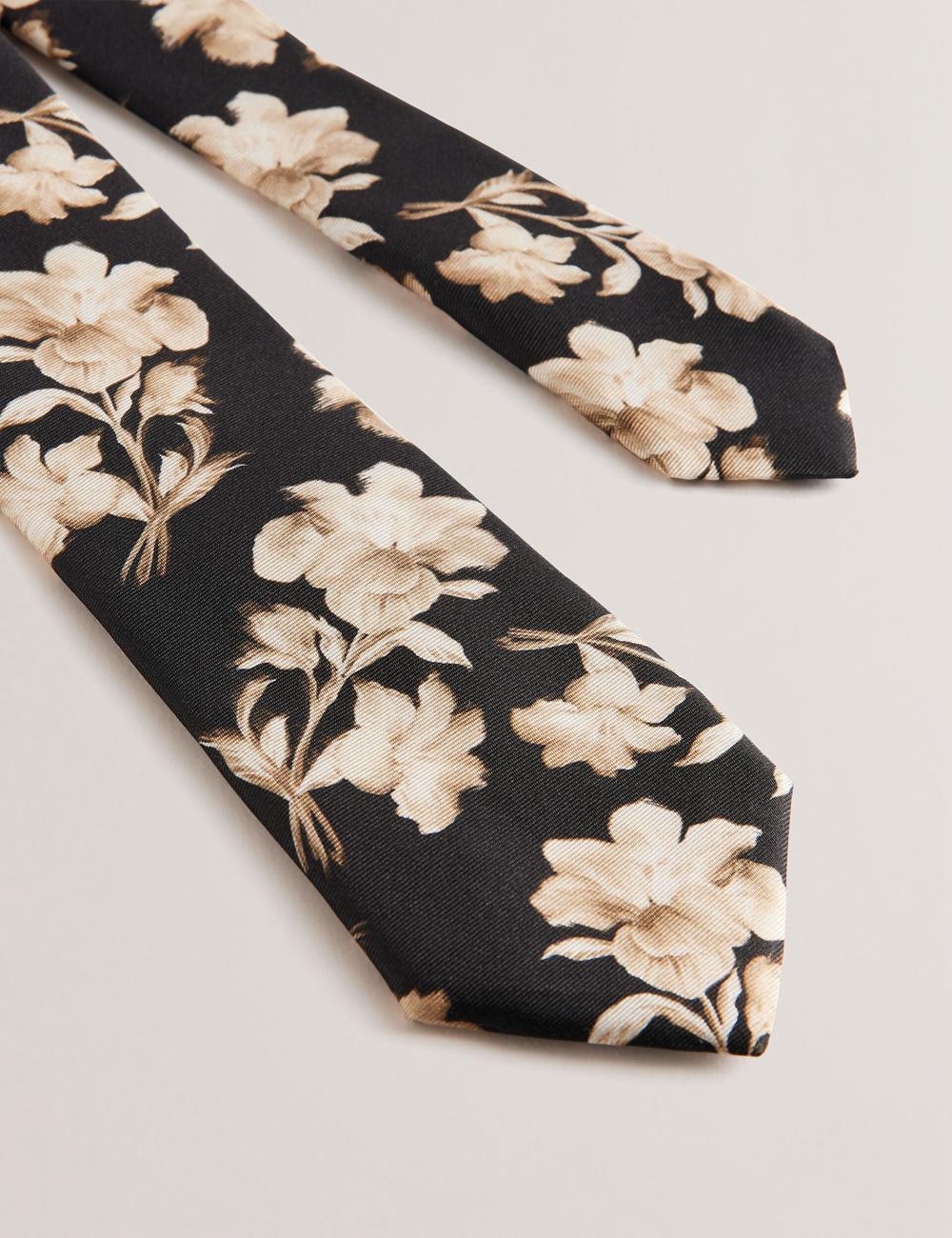 Men Ted Baker GOULDE - Two Tone Floral Print Silk Ties Black | KSA  5812-FZAQY