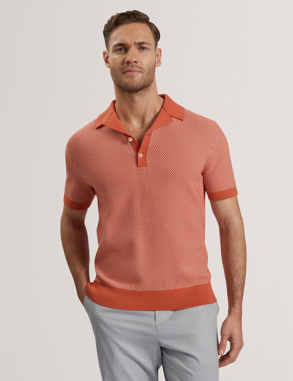 Men Ted Baker GREGRY - Short Sleeve Small Stitch Knitted Polos Shirts Red | KSA  5620-YCKIR