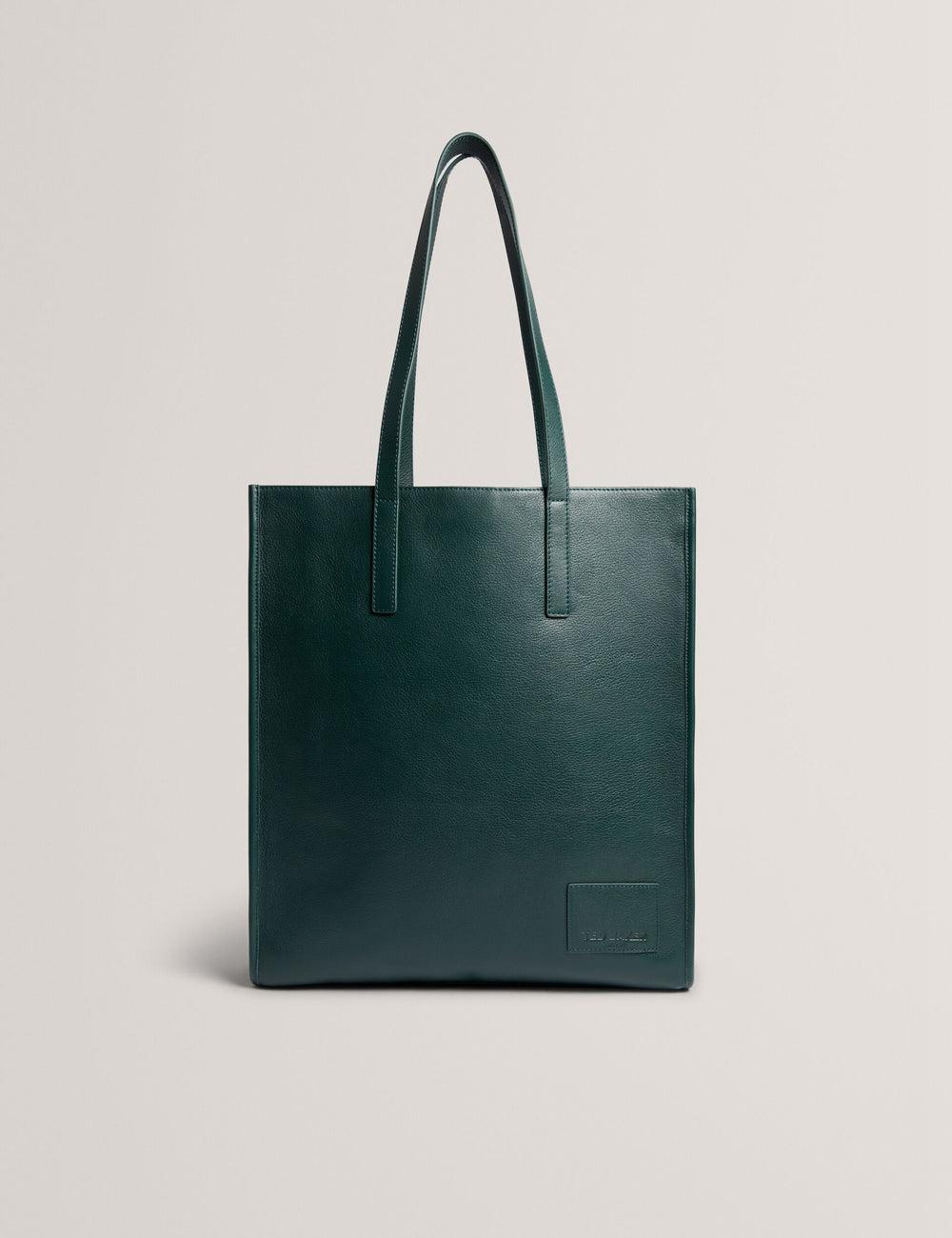 Men Ted Baker GRIFFIS - Tall Grained Leather Tote Bags Dk-Green | KSA  5906-ZYCUD