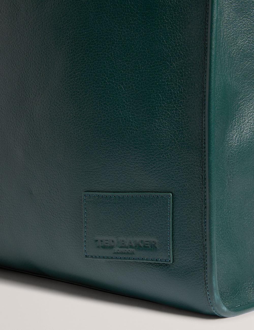 Men Ted Baker GRIFFIS - Tall Grained Leather Tote Bags Dk-Green | KSA  5906-ZYCUD