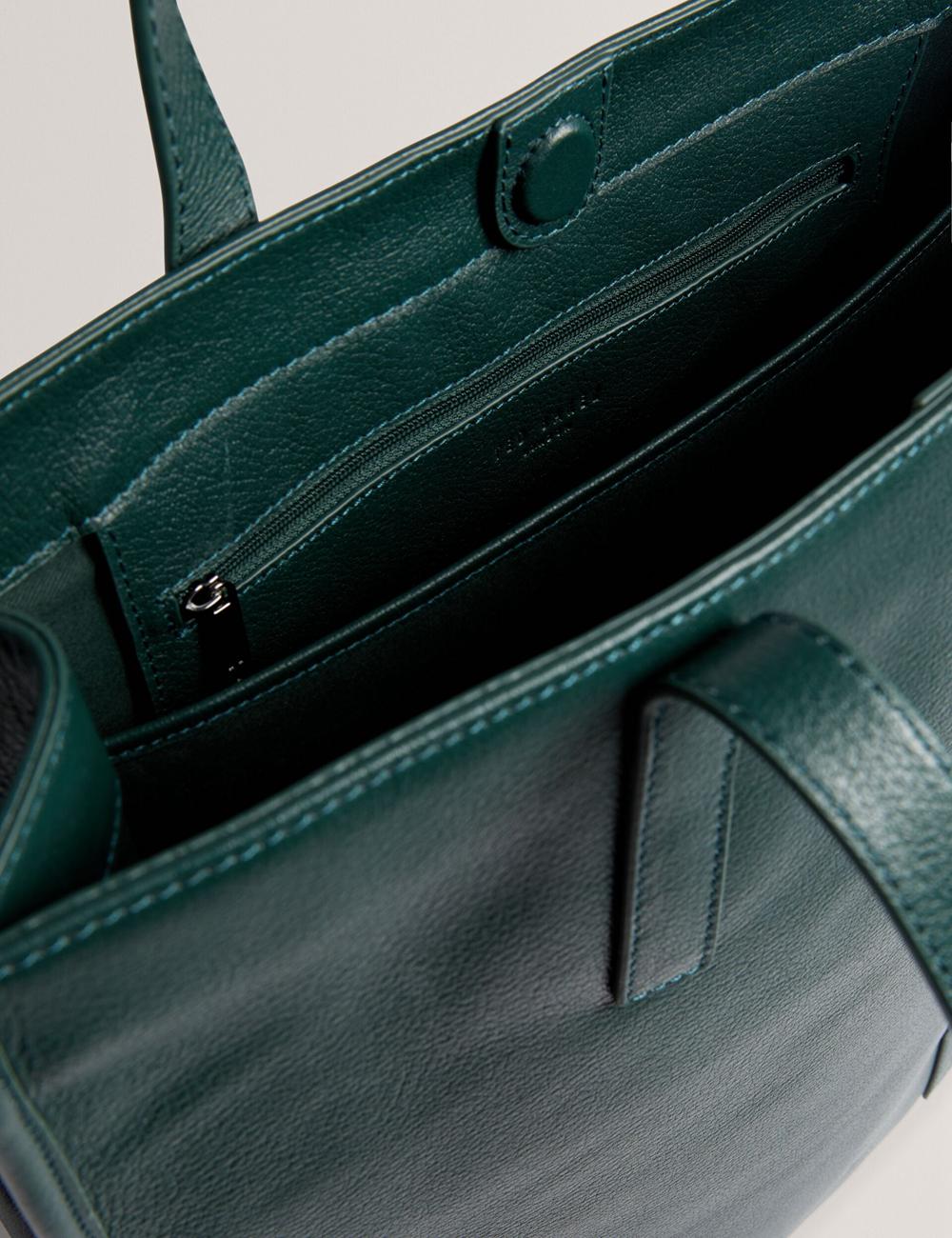 Men Ted Baker GRIFFIS - Tall Grained Leather Tote Bags Dk-Green | KSA  5906-ZYCUD