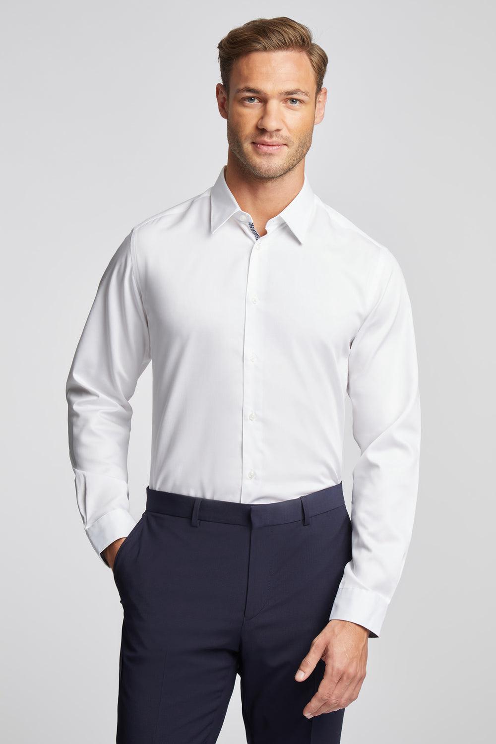 Men Ted Baker HOLMES - Slim Fit Plain Cotton Formal Shirts White | KSA  6781-MUROY