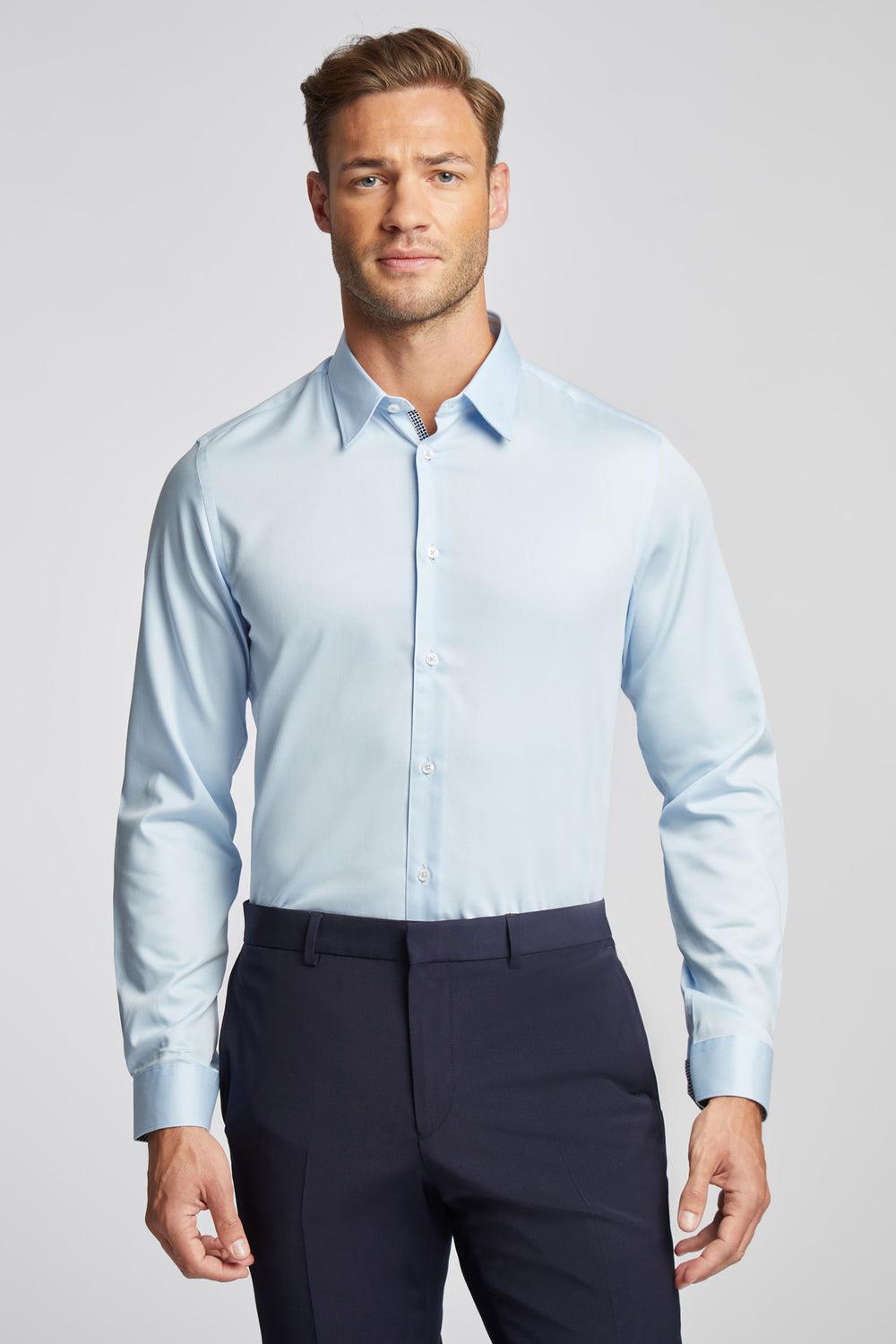Men Ted Baker ISLA - Slim Fit Pure Cotton Formal Shirts Blue | KSA  3246-VGXLC