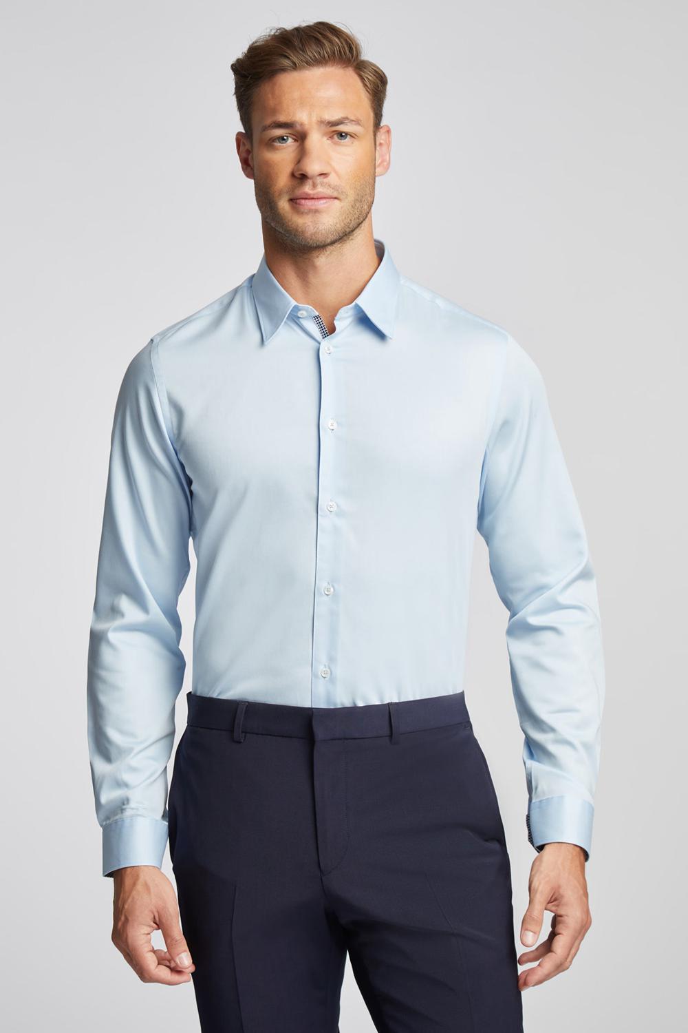 Men Ted Baker ISLA - Slim Fit Pure Cotton Formal Shirts Blue | KSA  3246-VGXLC