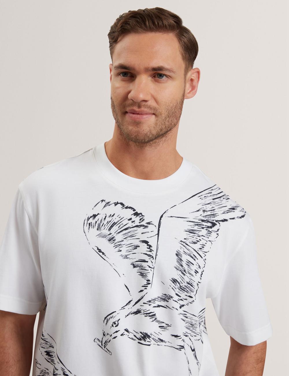 Men Ted Baker JAMESIO - Short Sleeve Graphic Seagull T-Shirts White | KSA  2716-LTGKC