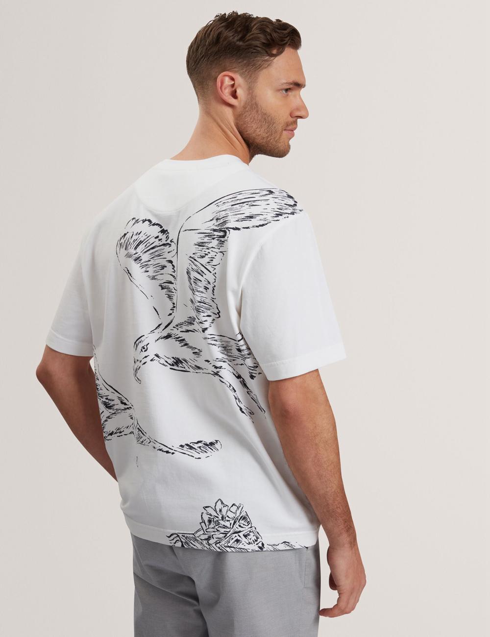 Men Ted Baker JAMESIO - Short Sleeve Graphic Seagull T-Shirts White | KSA  2716-LTGKC