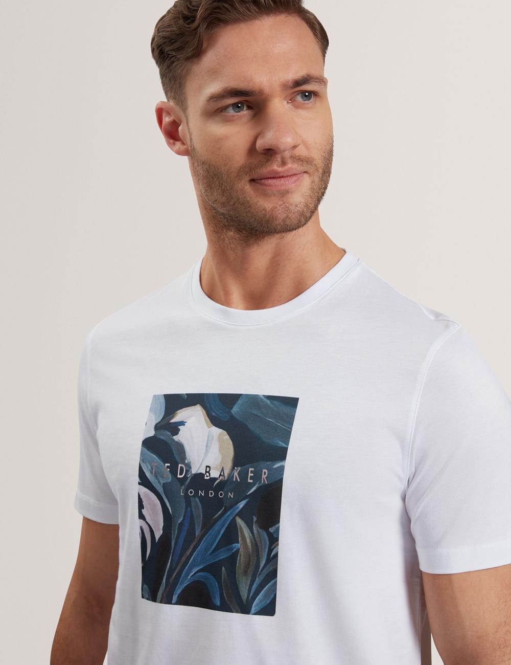 Men Ted Baker JUSTINO - Branded Box Print Graphic Cotton T-Shirts White | KSA  8367-LTKWN