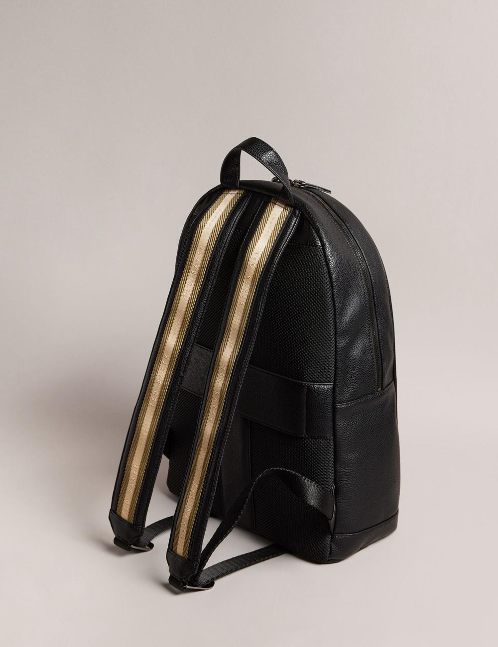Men Ted Baker KAILEB - Webbing Strap Faux Leather Backpacks Black | KSA  2461-AROBK