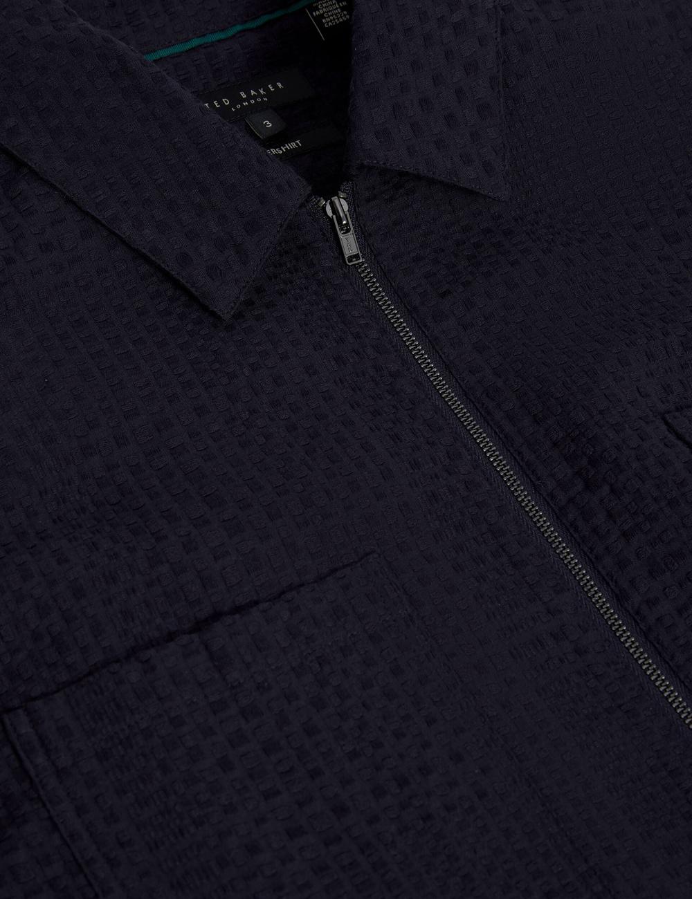 Men Ted Baker KAILINS - Long Sleeve Zip-Through Cotton Overshirt Overshirts Navy | KSA  8497-XEHGM