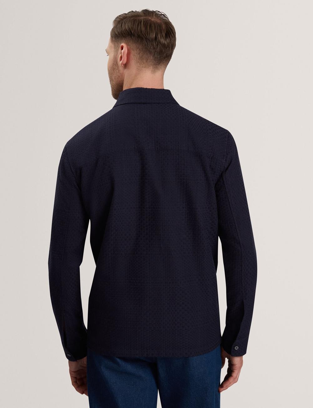 Men Ted Baker KAILINS - Long Sleeve Zip-Through Cotton Overshirt Overshirts Navy | KSA  8497-XEHGM