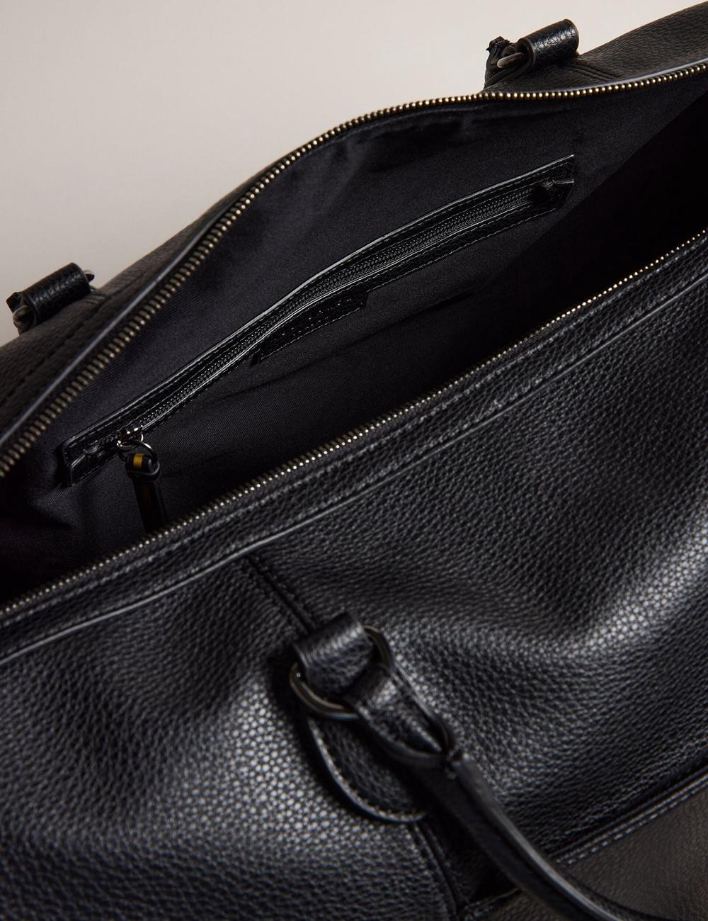 Men Ted Baker KALVIN - Webbing Faux Leather Holdall Bags Black | KSA  4782-IRYTD