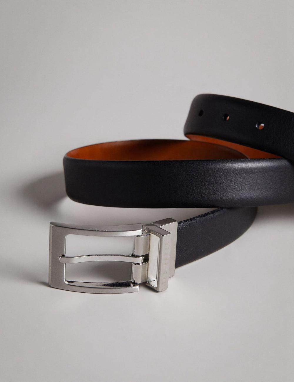 Men Ted Baker KARMER - Reversible Smooth Leather Belts Black | KSA  7098-PYLQE
