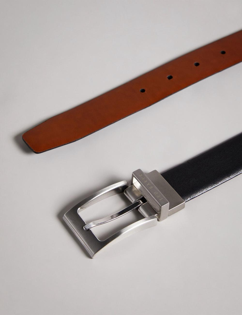 Men Ted Baker KARMER - Reversible Smooth Leather Belts Black | KSA  7098-PYLQE