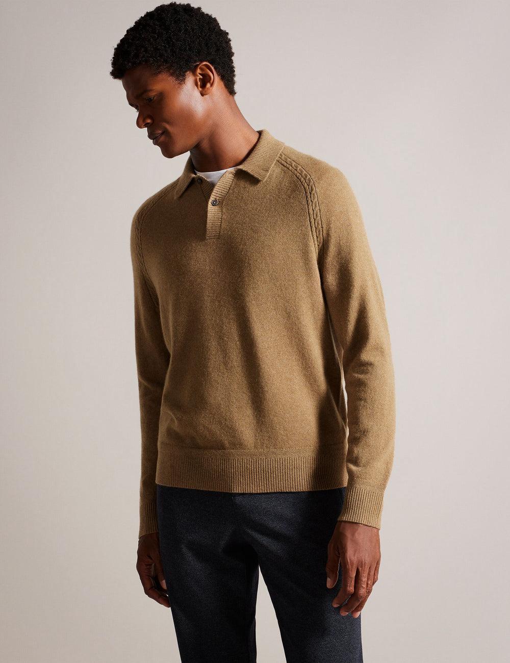 Men Ted Baker KAROLT - Cashmere Knit Long Sleeve Top Jumpers Dk-Brown | KSA  2190-SNIKW