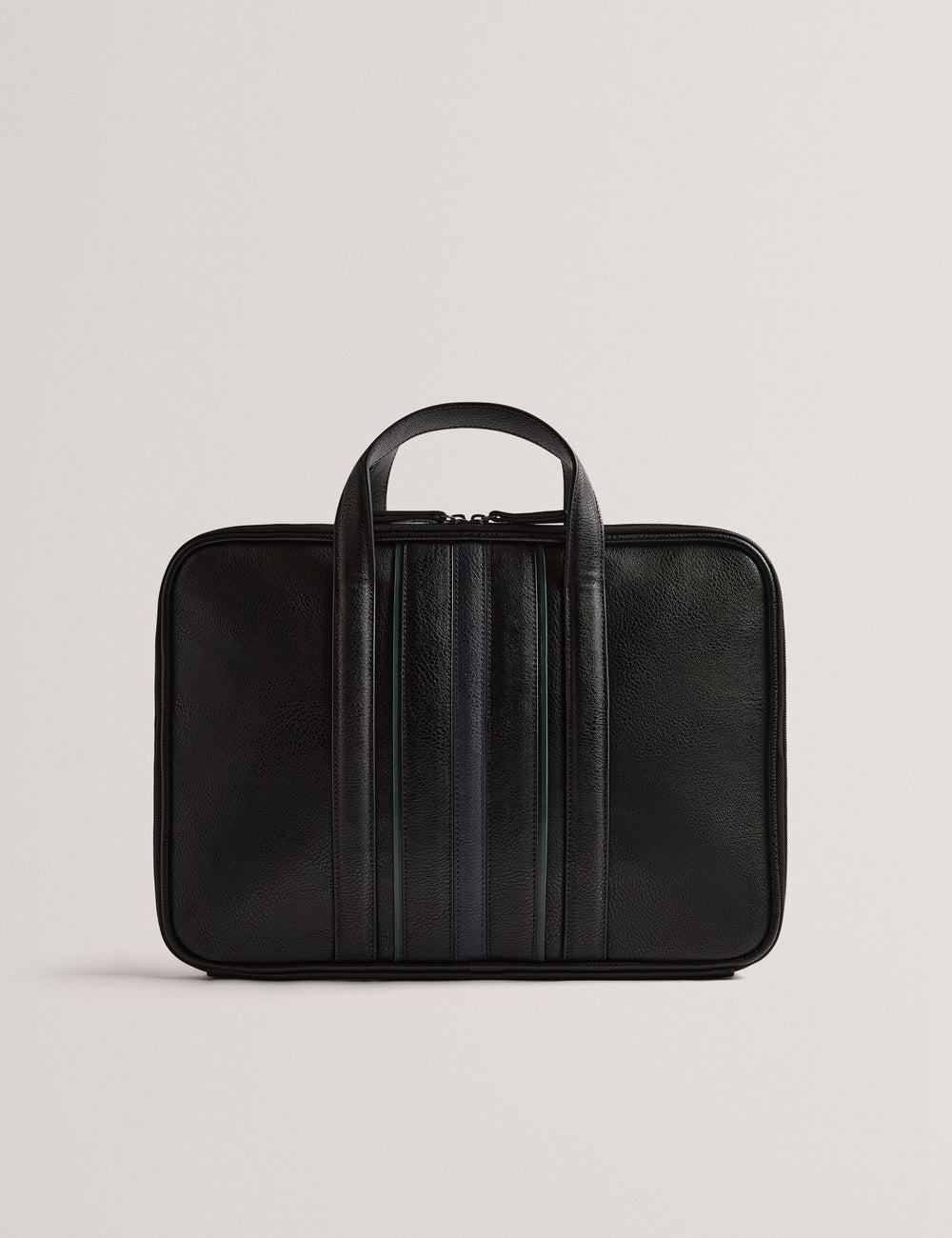 Men Ted Baker KEDRIK - Stripe Detail Faux Leather Document Bags Black | KSA  8250-QTXAY