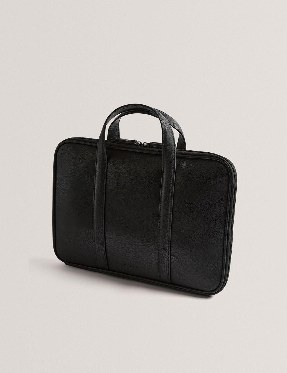 Men Ted Baker KEDRIK - Stripe Detail Faux Leather Document Bags Black | KSA  8250-QTXAY