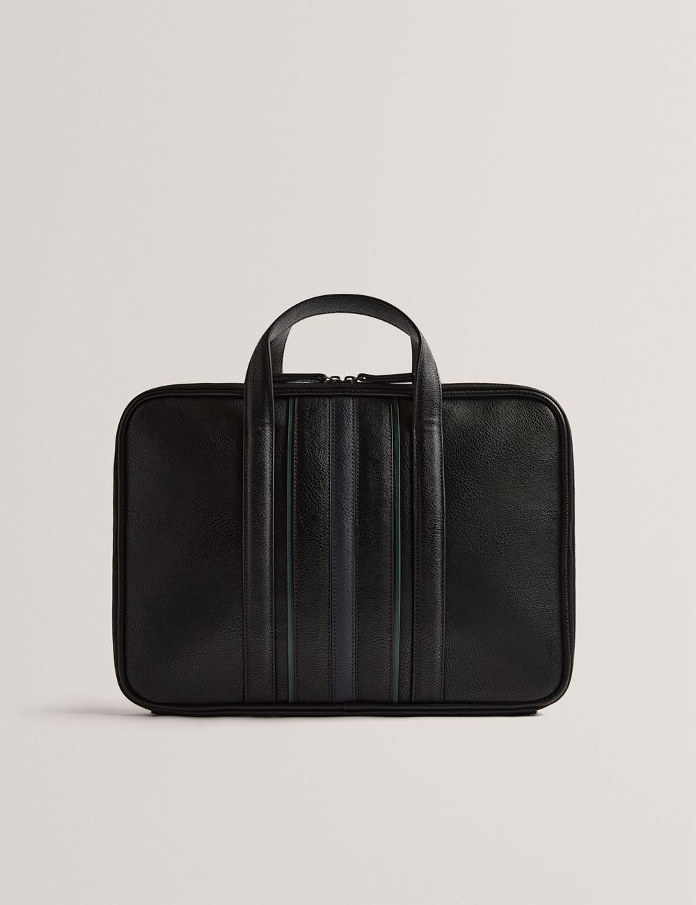 Men Ted Baker KEDRIK - Stripe Detail Faux Leather Document Bags Black | KSA  8250-QTXAY