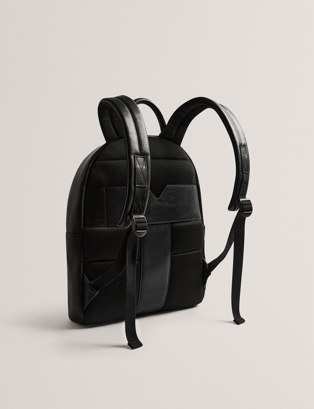 Men Ted Baker KEIIGAN - Striped Panel PU Reporter Backpacks Black | KSA  9365-FYUVR