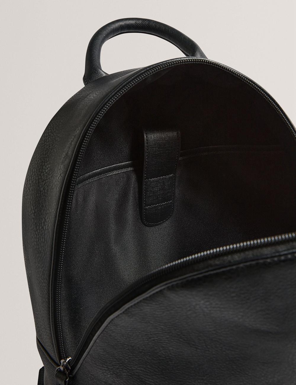 Men Ted Baker KEIIGAN - Striped Panel PU Reporter Backpacks Black | KSA  9365-FYUVR