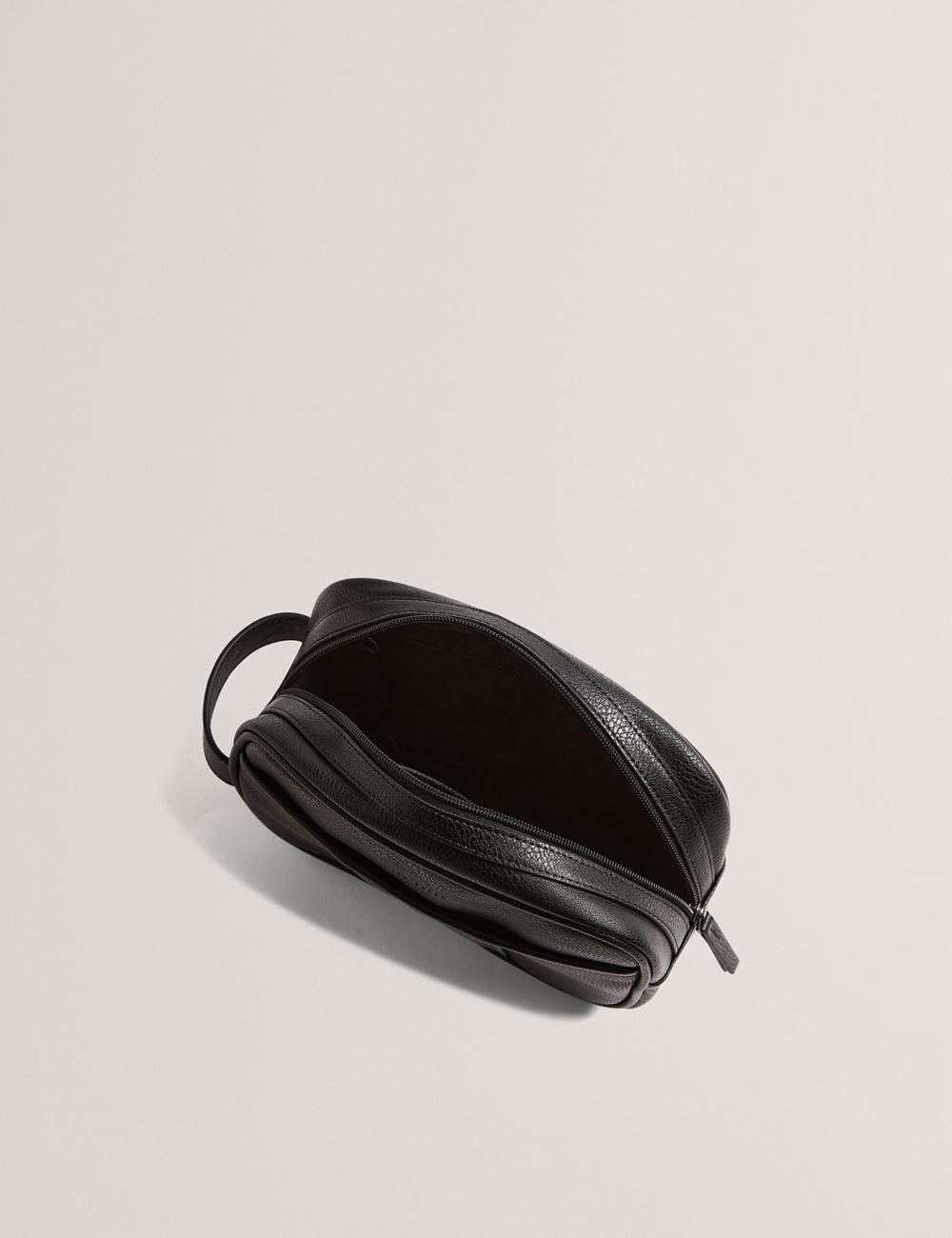 Men Ted Baker KEILAB - Faux Leather Striped Panel Wash Bags Black | KSA  0738-DQGVA