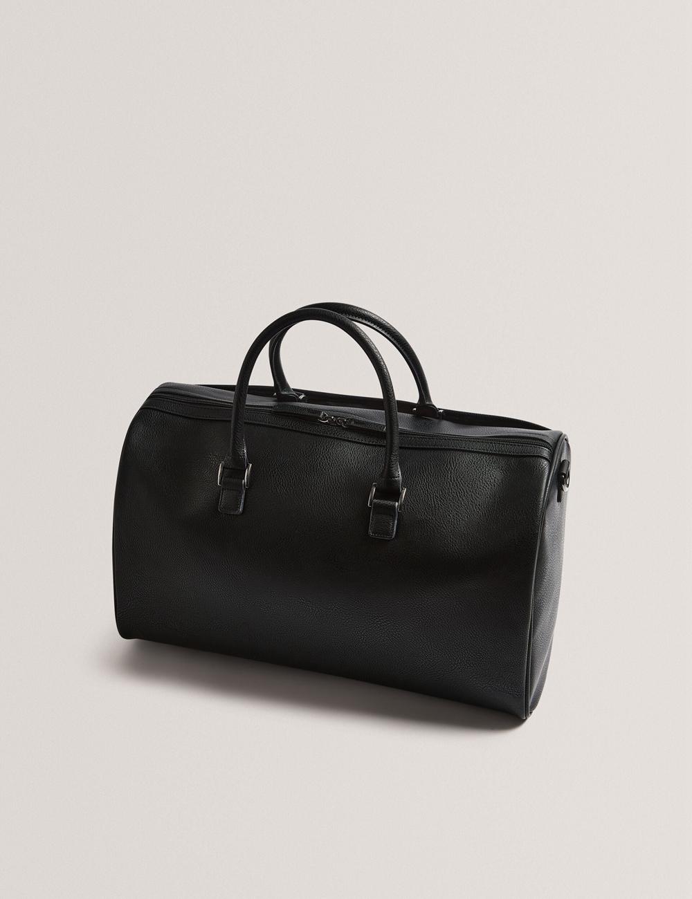 Men Ted Baker KELVIN - Striped Panel Faux Leather Holdall Bags Black | KSA  3692-GIUQW