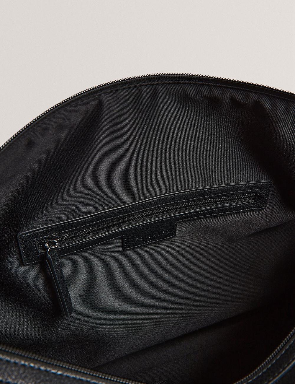 Men Ted Baker KELVIN - Striped Panel Faux Leather Holdall Bags Black | KSA  3692-GIUQW