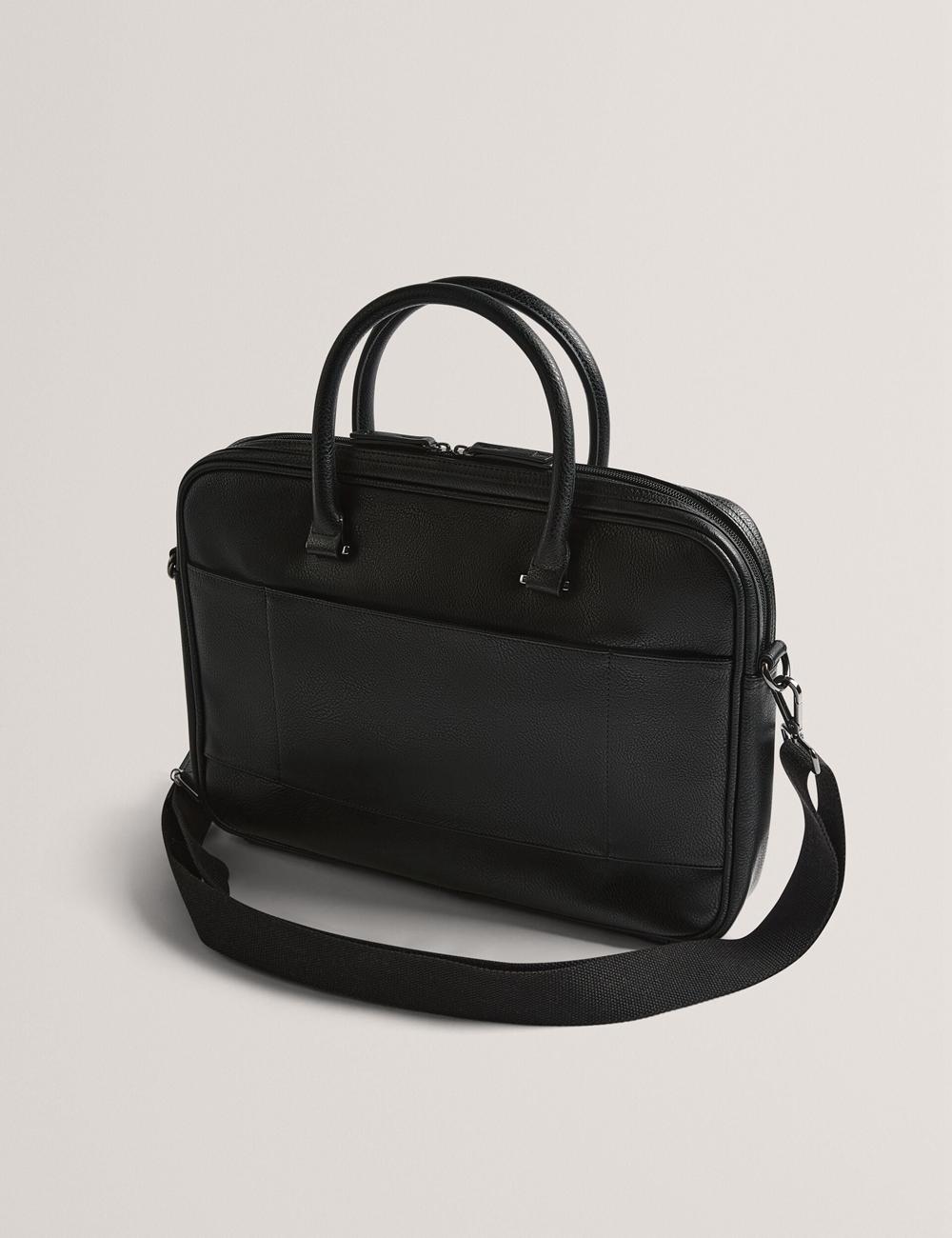 Men Ted Baker KENRIIK - Faux Leather Striped Panel Document Bags Black | KSA  0243-QBMRV