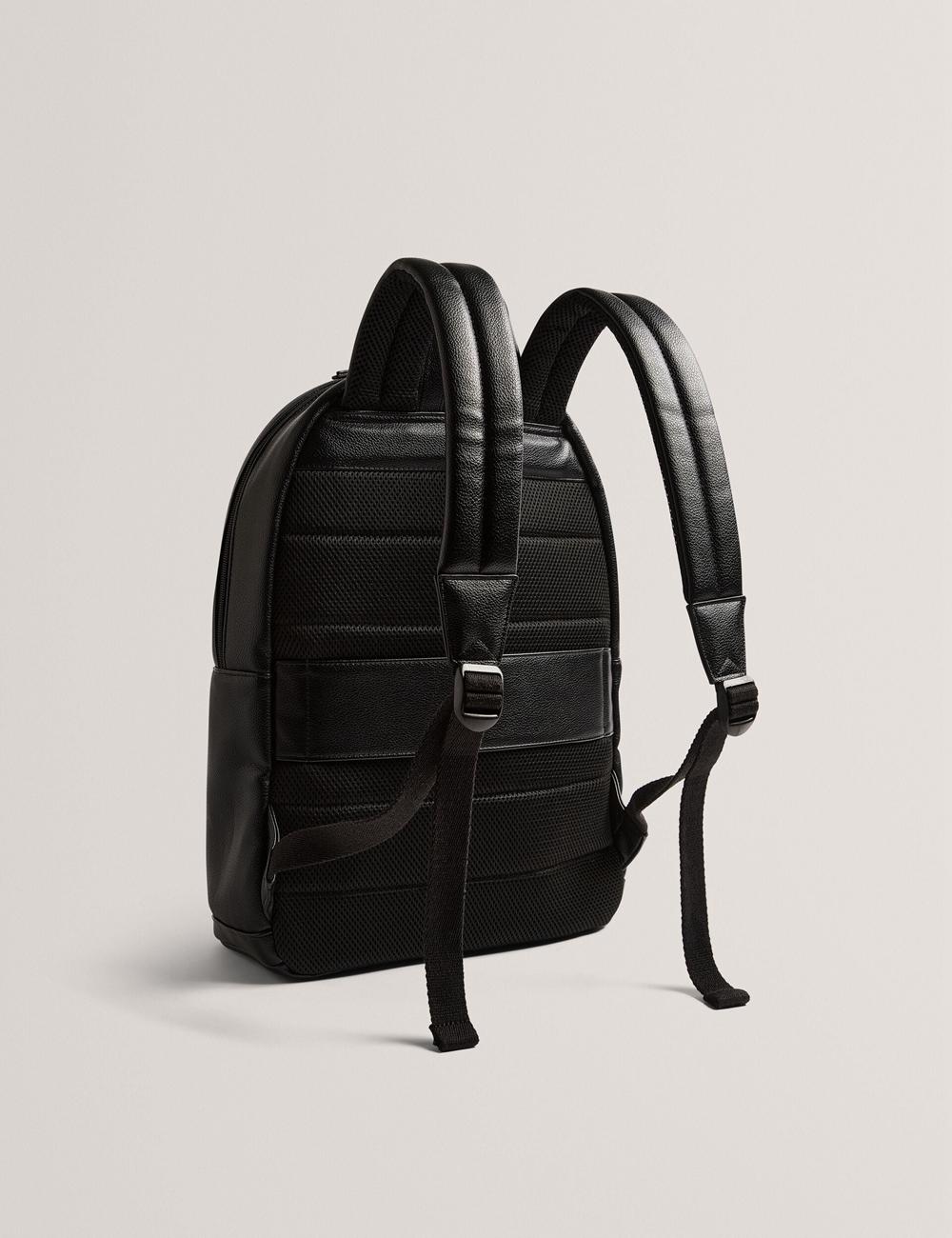 Men Ted Baker KEVIIN - Faux Leather Striped Panel Backpacks Black | KSA  2856-YLUPE