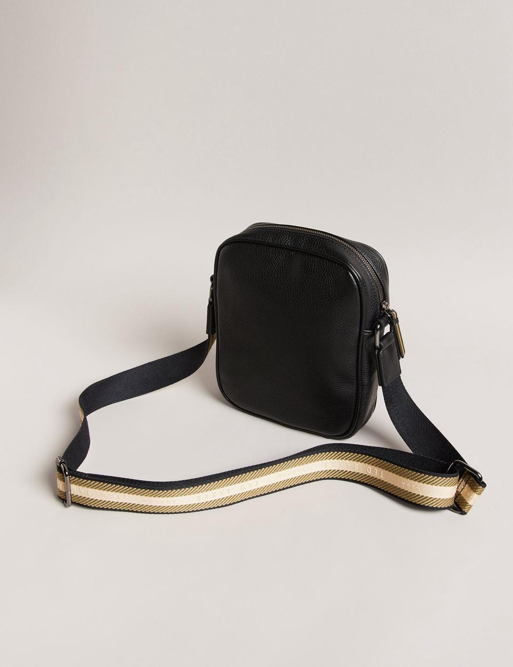 Men Ted Baker KIIAN - Small Reporter Webbing Shoulder Bags Black | KSA  9134-BRTLC