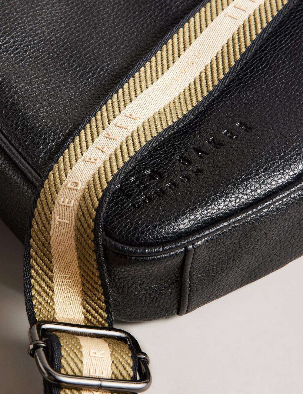 Men Ted Baker KIIAN - Small Reporter Webbing Shoulder Bags Black | KSA  9134-BRTLC