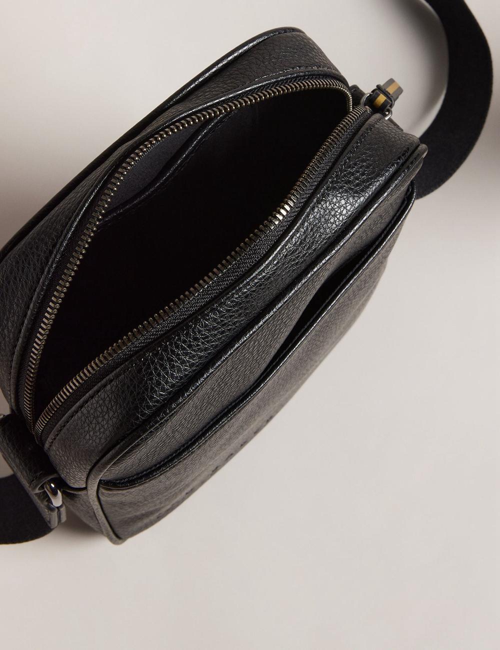 Men Ted Baker KIIAN - Small Reporter Webbing Shoulder Bags Black | KSA  9134-BRTLC