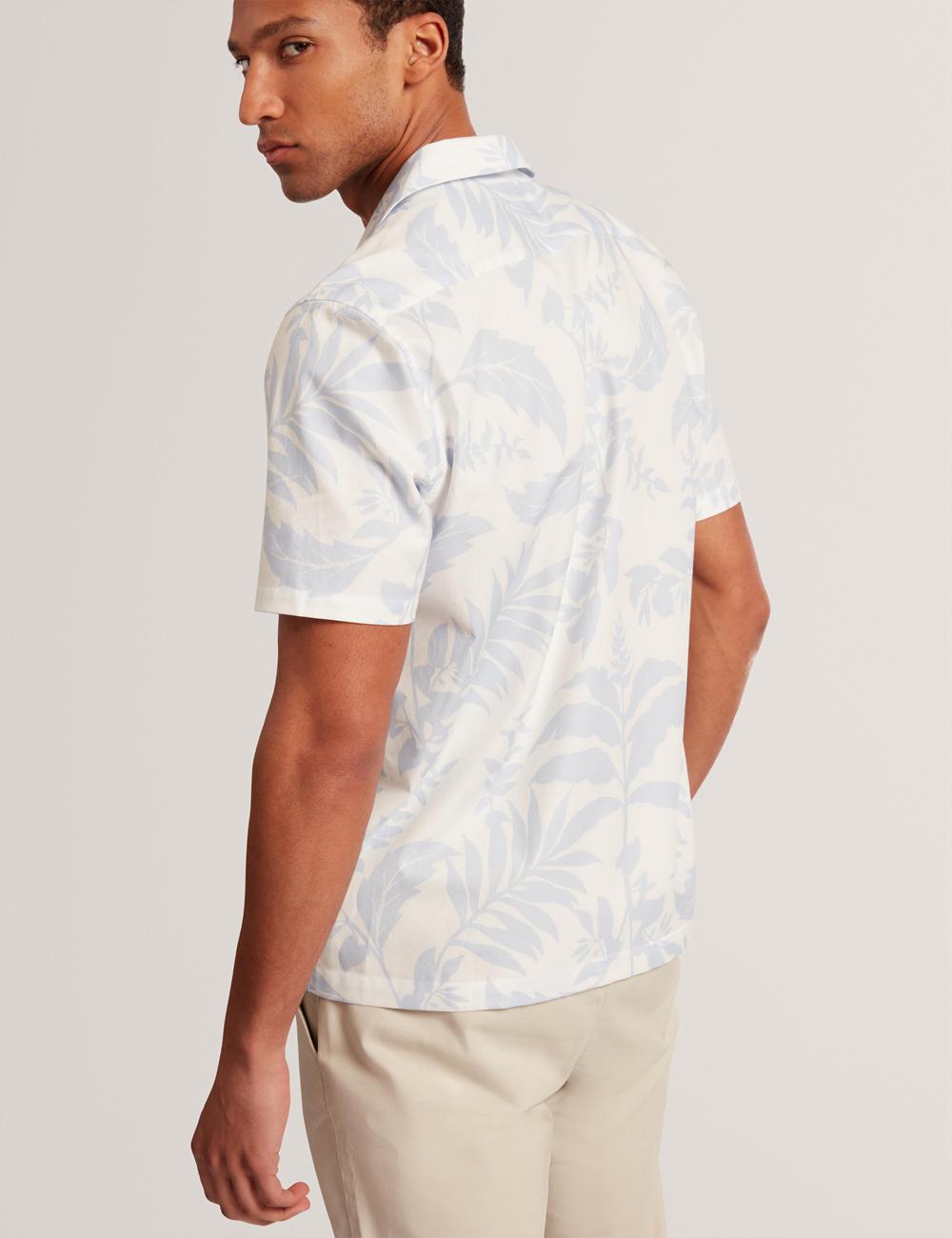 Men Ted Baker KITS - Short Sleeve Relaxed Floral Print Casual Shirts Lt-Blue | KSA  6592-EAVOX