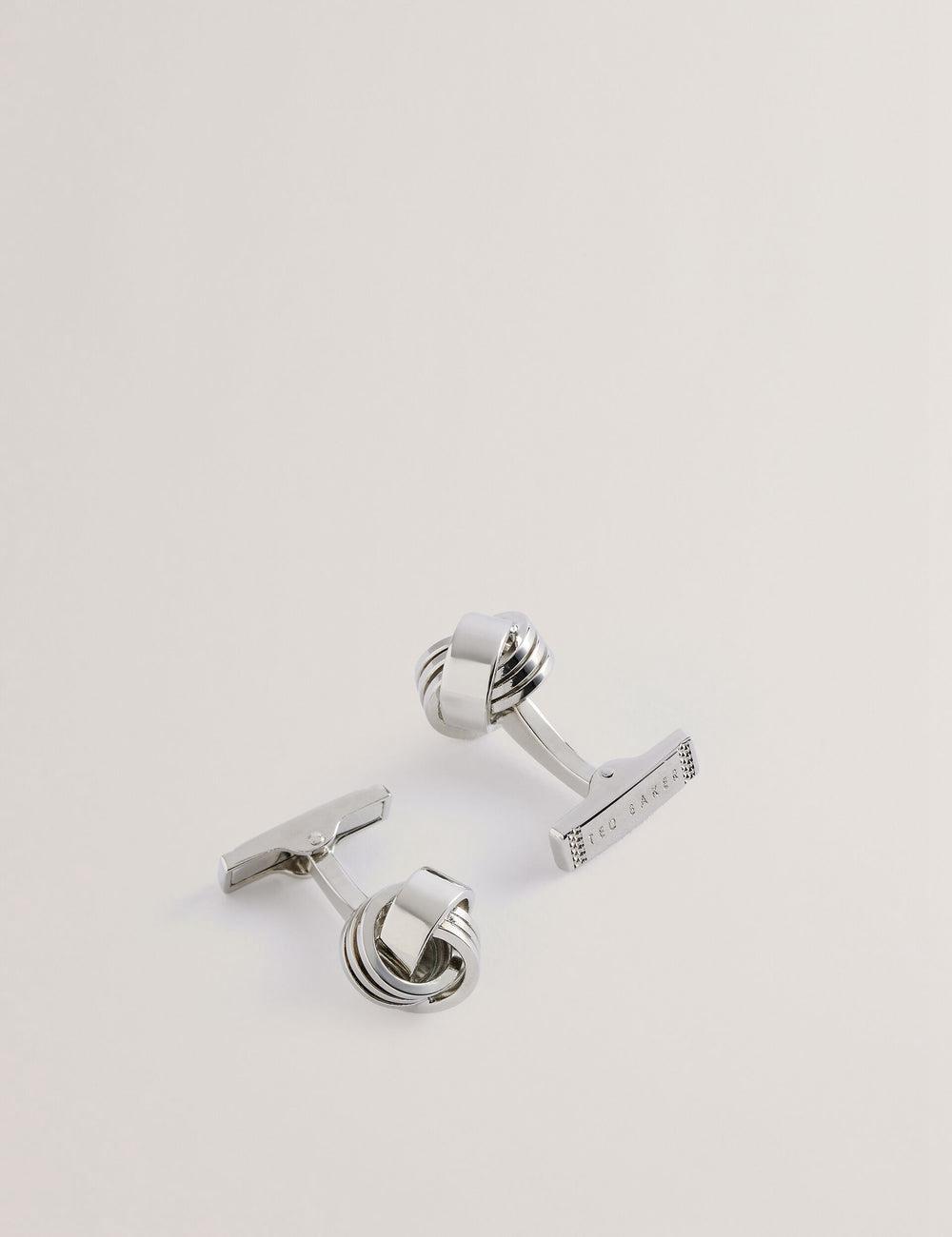 Men Ted Baker KNOTED - Knotted Shiny Metal Cufflinks Silver | KSA  7653-DWYIT