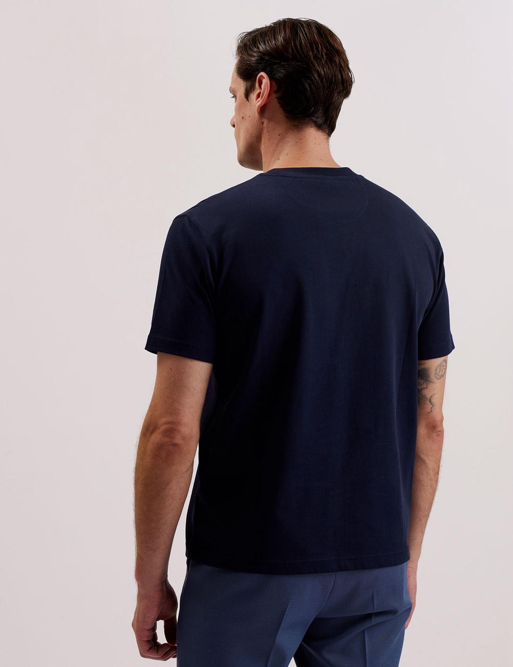 Men Ted Baker KORNKA - Short Sleeve Relaxed Fit Cotton T-Shirts Navy | KSA  3179-MNJCZ