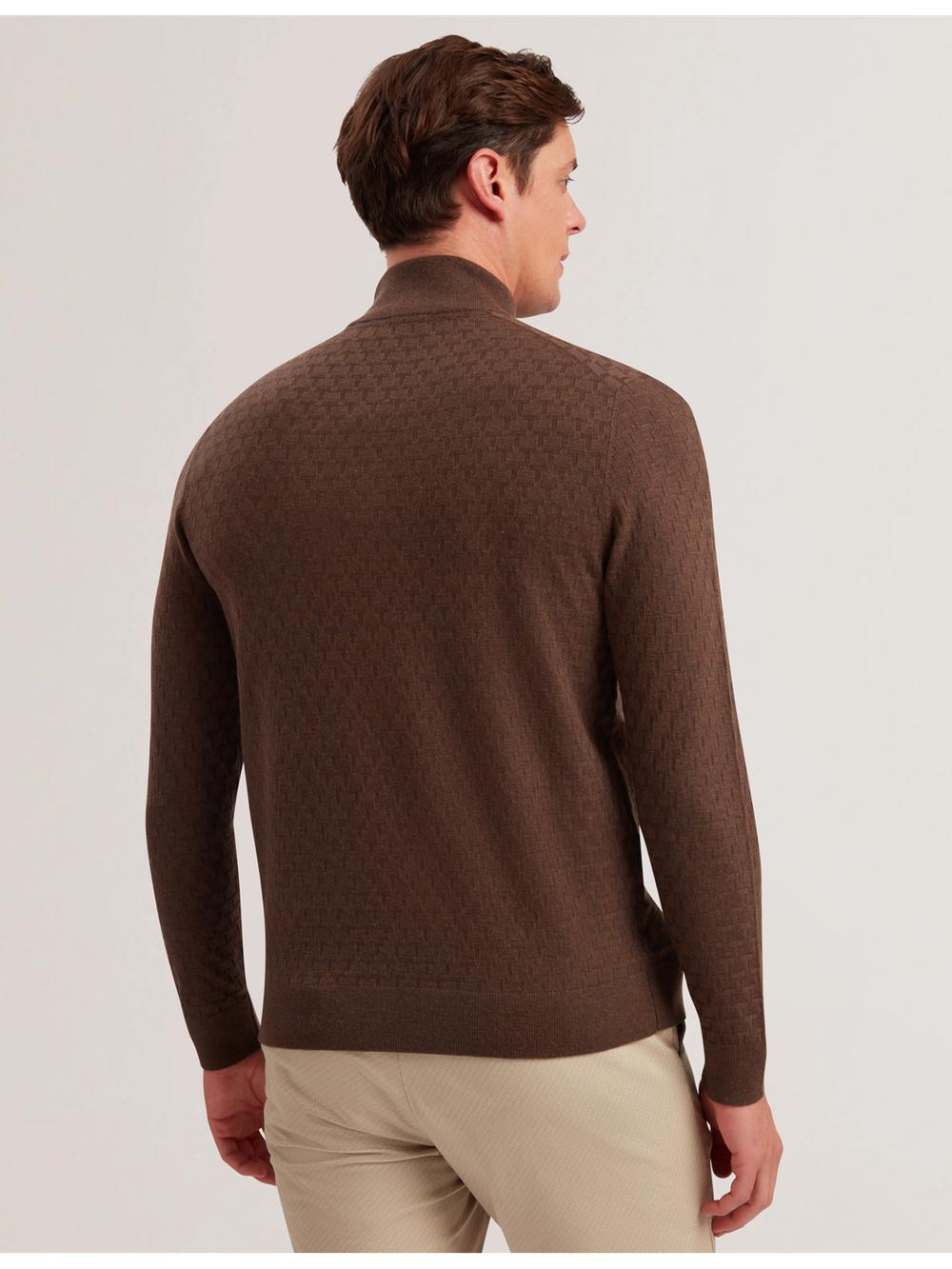 Men Ted Baker KURNLE - T Knit Half Zip Funnel Neck Jumpers Brown | KSA  5830-COMFZ