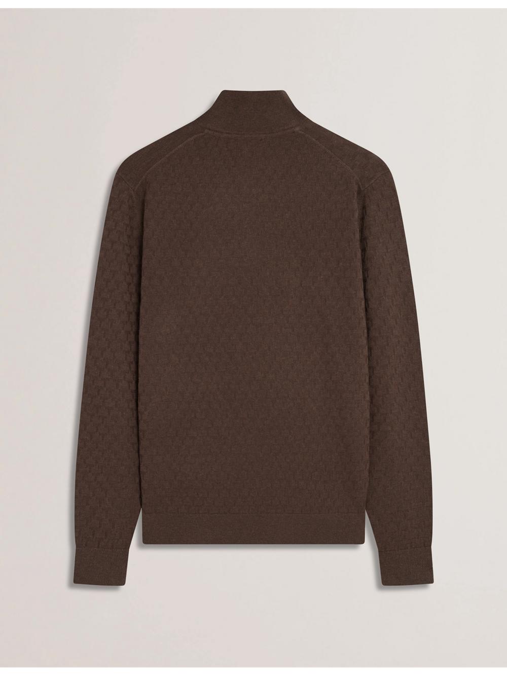 Men Ted Baker KURNLE - T Knit Half Zip Funnel Neck Jumpers Brown | KSA  5830-COMFZ
