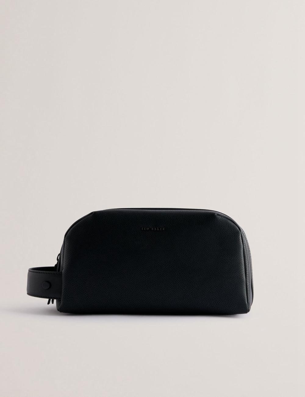 Men Ted Baker LANIIS - Grained Bonded Leather Wash Bags Black | KSA  0841-VMFBS