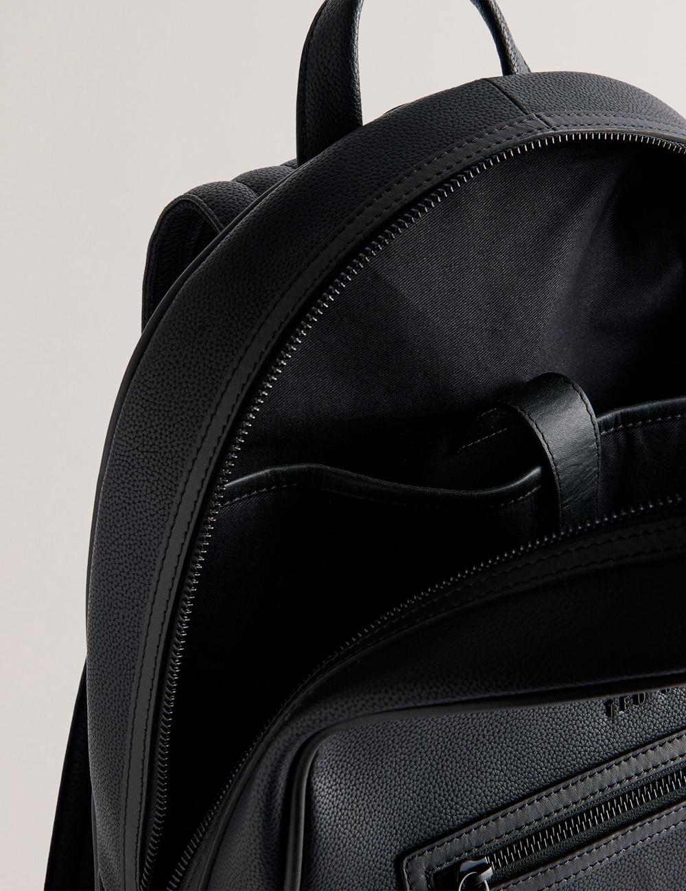 Men Ted Baker LANSEN - Textured Bonded Leather Backpacks Black | KSA  8052-WOJUD