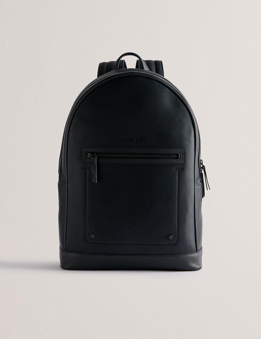 Men Ted Baker LANSEN - Textured Bonded Leather Backpacks Black | KSA  8052-WOJUD