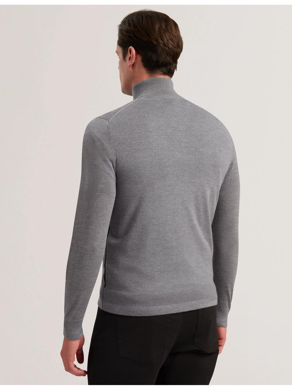 Men Ted Baker LIMEHAS - Wool Quarter Zip Funnel Neck Jumpers Charcoal | KSA  8504-OFCPS