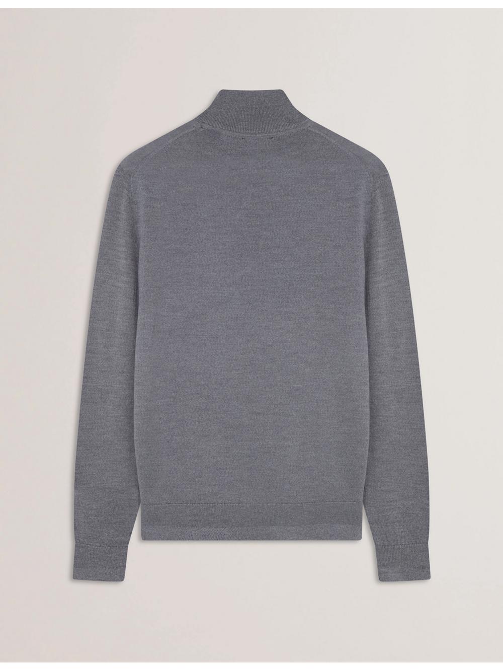 Men Ted Baker LIMEHAS - Wool Quarter Zip Funnel Neck Jumpers Charcoal | KSA  8504-OFCPS