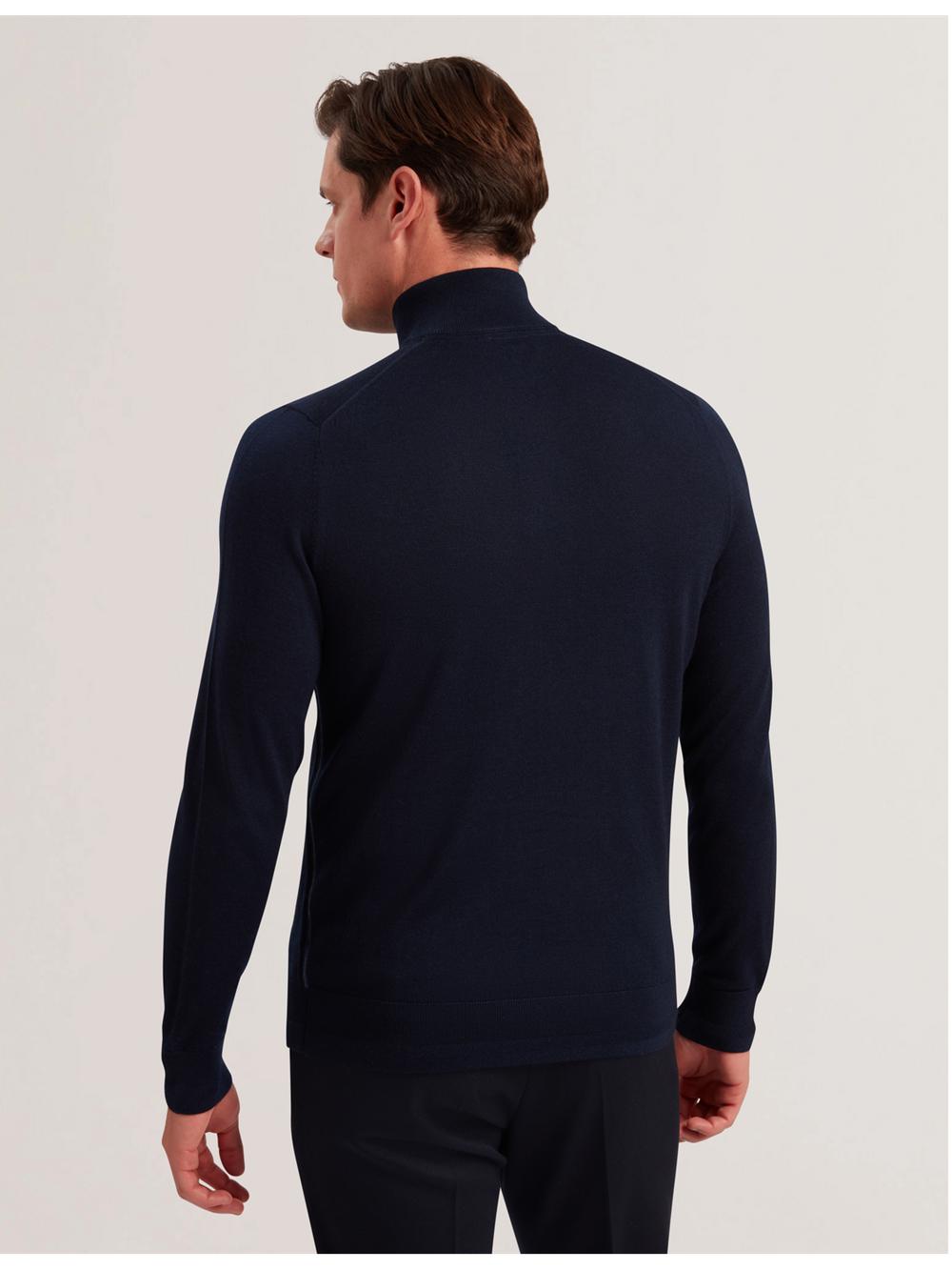 Men Ted Baker LIMEHAS - Wool Quarter Zip Funnel Neck Sweater Jumpers Navy | KSA  7489-JOQXR
